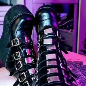 Chunky Platform Buckled Goth Boots