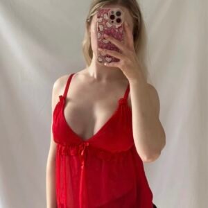 Red sexy plunge cami
