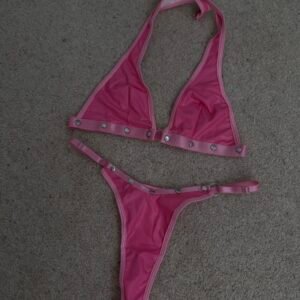 Bright pink latex 2 piece set